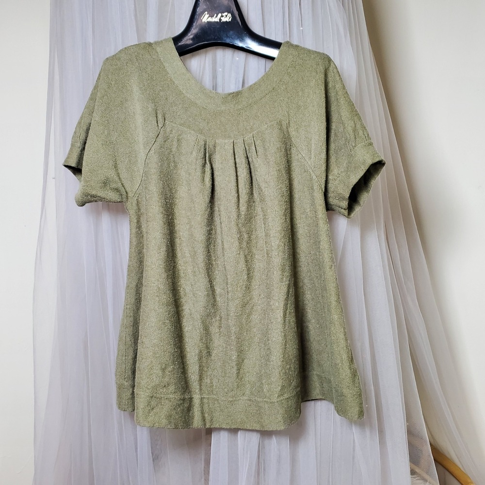 Anthropologie Plenty By Tracy Reece Babydoll Top Y2K Cotton Lambswool Large Knit